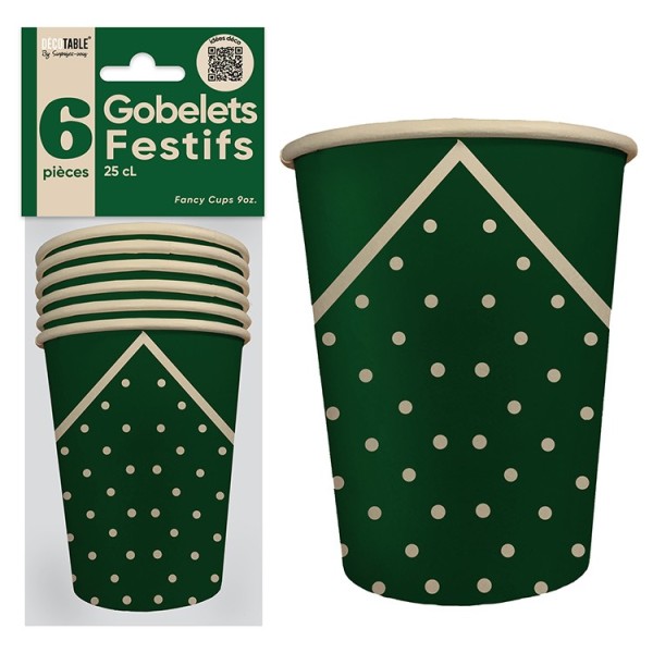 GOBELETS X 6 FESTIF 25CL VERT