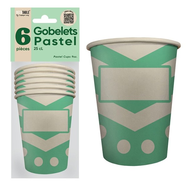 GOBELETS X 6 PASTEL 25CL VERT