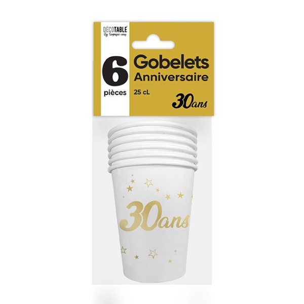 GOBELETS 6 MÉTAL OR 30 ANS