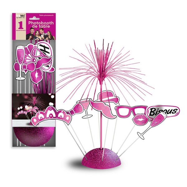 PHOTOBOOTH DE TABLE FESTIF X 8 PIECES FUCHSIA