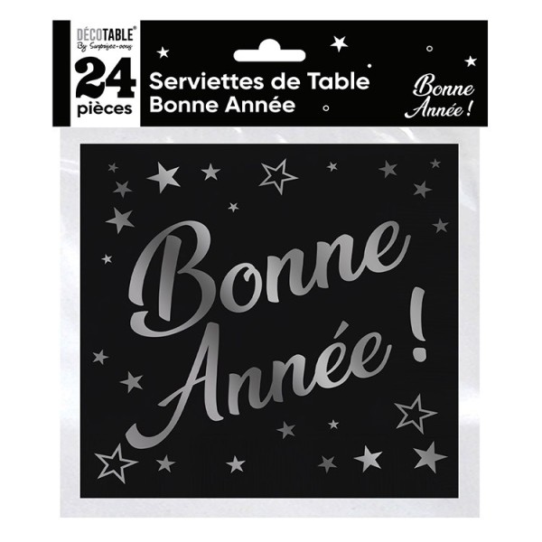 SERVIETTES DE TABLE X 24 BONNE ANNÉE ARGENT