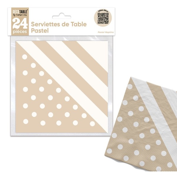 SERVIETTES DE TABLE PASTEL X 24 BLANC