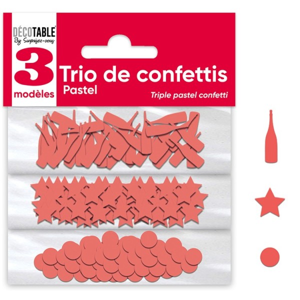 TRIO DE CONFETTI PAPIER ROUGE