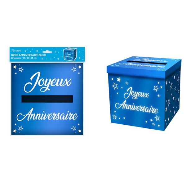 URNE METALLIQUE ANNIVERSAIRE BLEUE