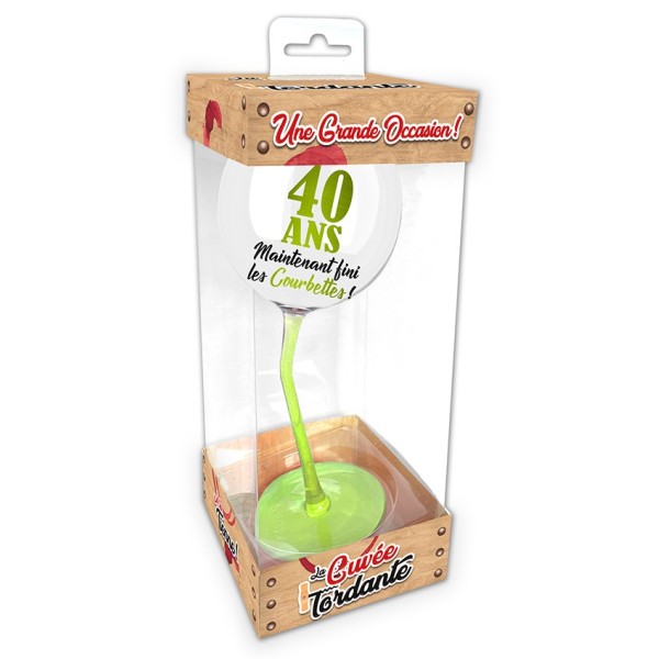 VERRE A VIN PENCHE VERT 40 ANS