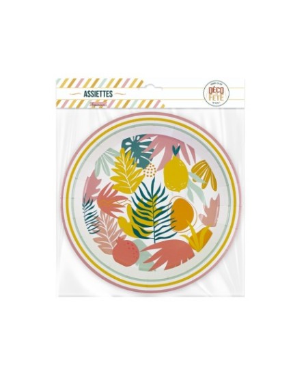 Pack 6 Assiettes Tropical Summer Faites La Fête Accessoires de décoration