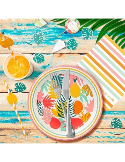 Pack 6 Assiettes Tropical Summer Faites La Fête Accessoires de décoration