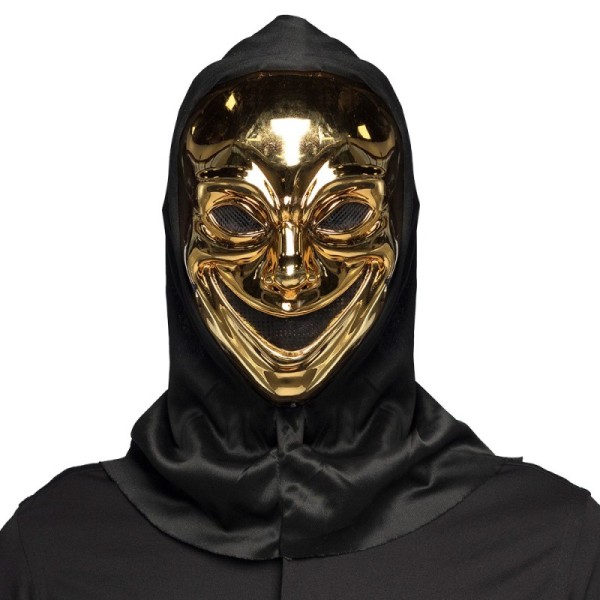 Masque visage Crazy killer avec capuche or