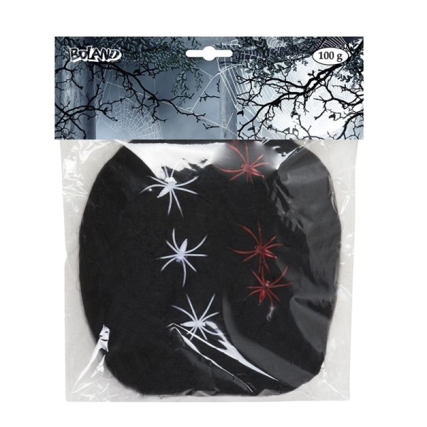 Toile araignée 100 g noir avec 6 araignées