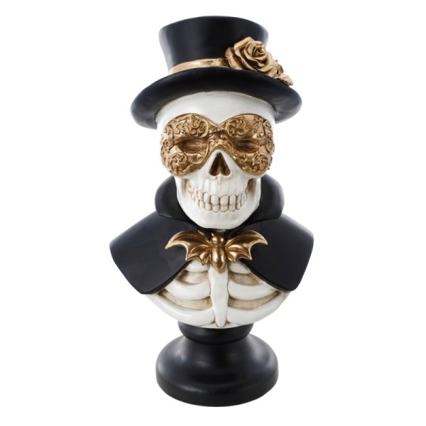 BUSTE RESINE SQUELETTE DORE HOMME 23.5CM X 18.5CM X 42.5CM
