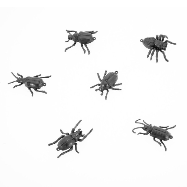 LOT 6 INSECTES NOIRS PVC 6CM X 4CM