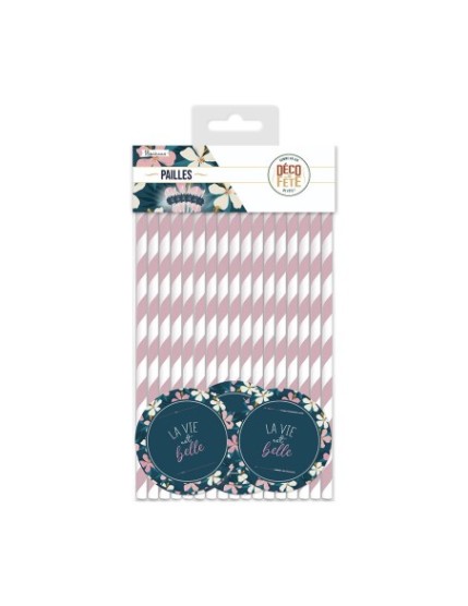 Pack 18 Pailles La Vie Est Belle Faites La Fête Accessoires de décoration