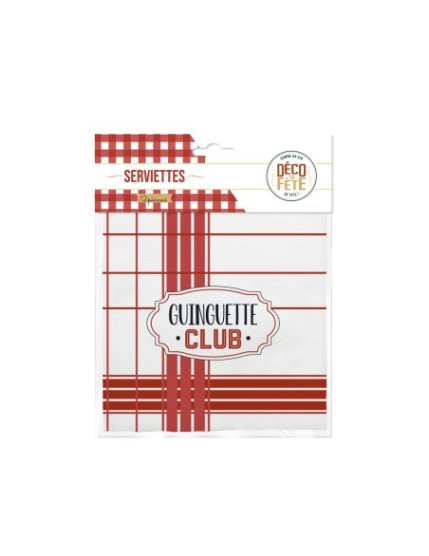 Pack 12 Serviettes Guinguette Club Faites La Fête Accessoires de décoration