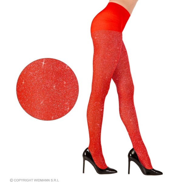 (Taille Unique) COLLANT GLITTER ROUGE 40 den