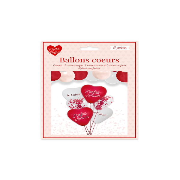 Pack de 6 Ballons en Forme de Cœur pour la Saint-Valentin