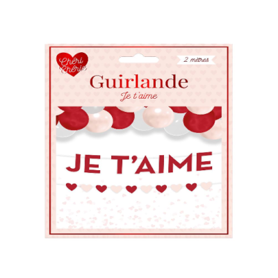 Guirlande de lettres - Je t'aime - Saint-Valentin - Collection Chéri Chérie  - Jour de Fête - Décoration de Saint-Valentin - Saint-Valentin