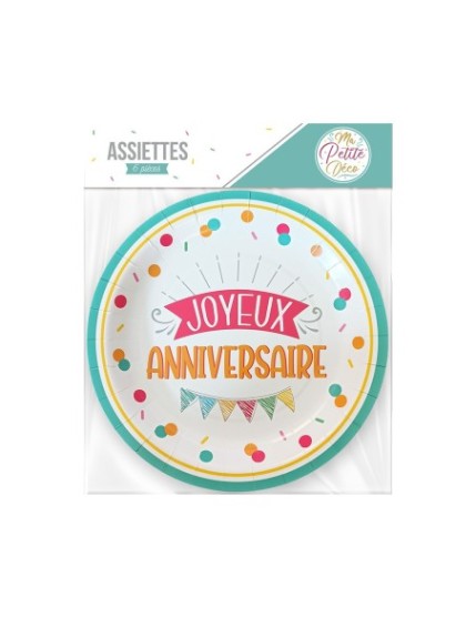 Pack 6 Assiettes Anniv Mixte Faites La Fête Accessoires de décoration