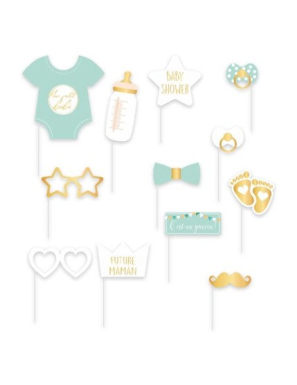 Accessoires photobooth Baby Shower Garcon Faites La Fête Photobooth