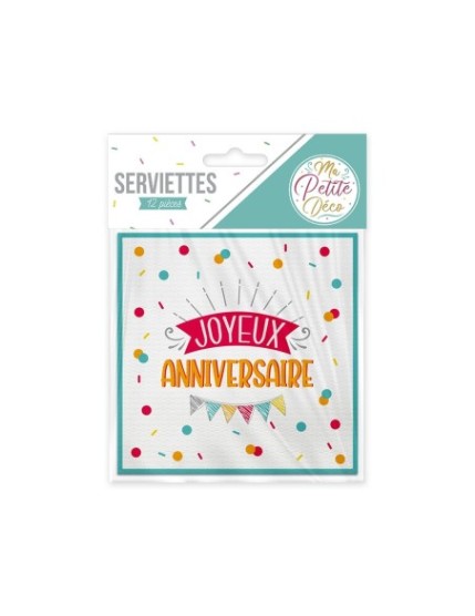 Pack 12 Serviettes Anniv Mixte Faites La Fête Accessoires de décoration