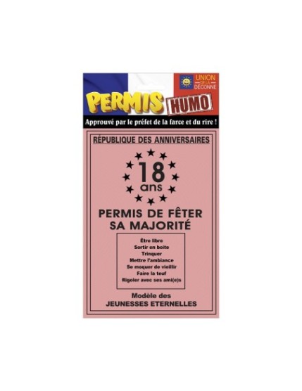 Permis De La Majorite Faites La Fête Objets humour