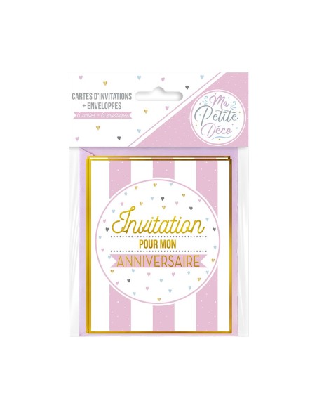 Sachet 6 Invitations Anniversaire Fille