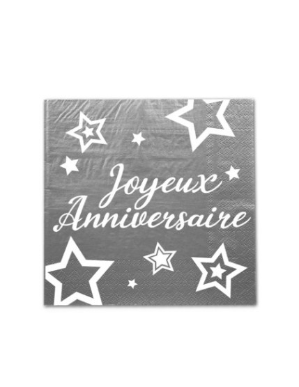 Pack 12 Serviette Party Chic Argent Faites La Fête Accessoires de décoration