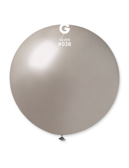 Sachet de 1 ballon géant rond métallisé argent Faites La Fête Ballons & Arches