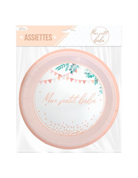 Pack 6 Assiettes Baby Shower Fille