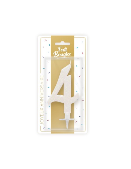 Bougie Chiffre Irisee Blanche 4