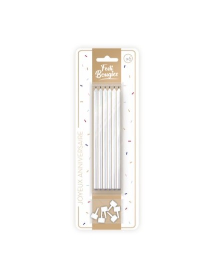 Pack 6 Bougies Longues Blanc Faites La Fête Accessoires de décoration