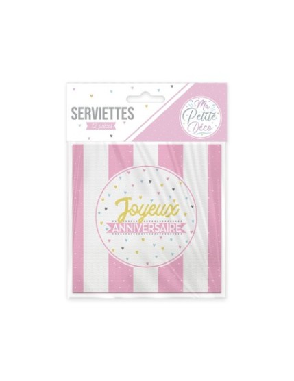 Pack 12 Serviettes Anniv Fille Faites La Fête Accessoires de décoration