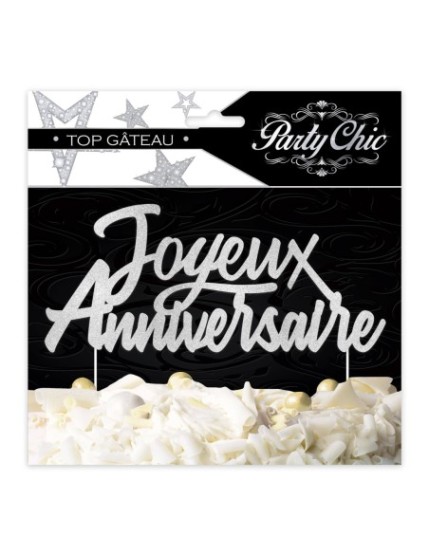 Top Gateau Party Chic Argent Faites La Fête Accessoires de décoration