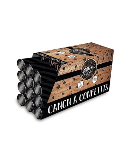 CANON A CONFETTIS - Joyeux anniversaire noir et blanc (38cm)