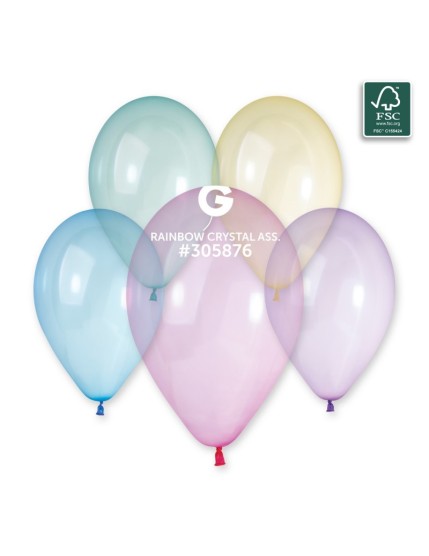 Sachet de 50 ballons cristal rainbow multi assortiment arc-en-ciel translucide Faites La Fête Ballons & Arches