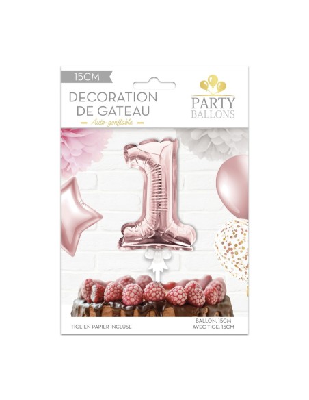 Deco Gateau Ballon Rose Dore 1