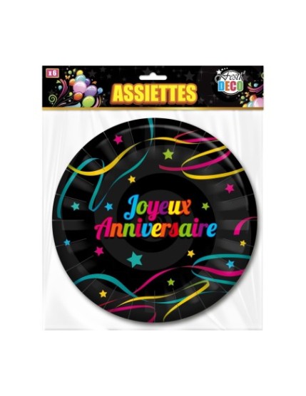 Pack 6 Assiettes Anniversaire Faites La Fête Accessoires de décoration