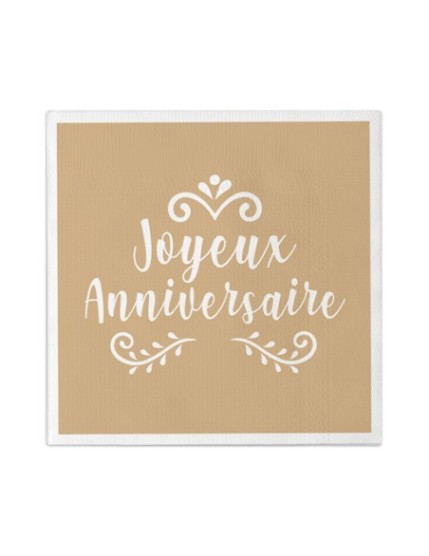 Pack 12 Serviettes Anniv Kraft Faites La Fête Accessoires de décoration