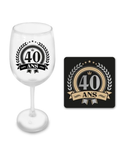 Coffret Verre A Vin 40 Ans Faites La Fête Objets humour