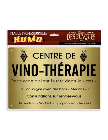 Plaque Professionnelle Vino_Therapie Faites La Fête Plaque