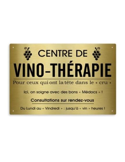 Plaque Professionnelle Vino_Therapie Faites La Fête Plaque