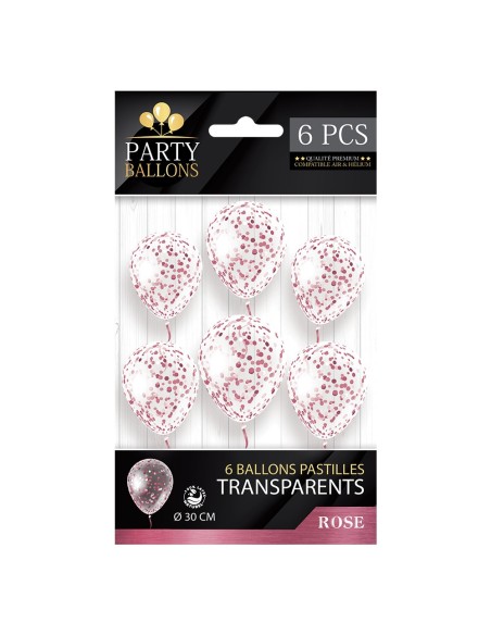 Sachet 6 Ballons Confettis Rose