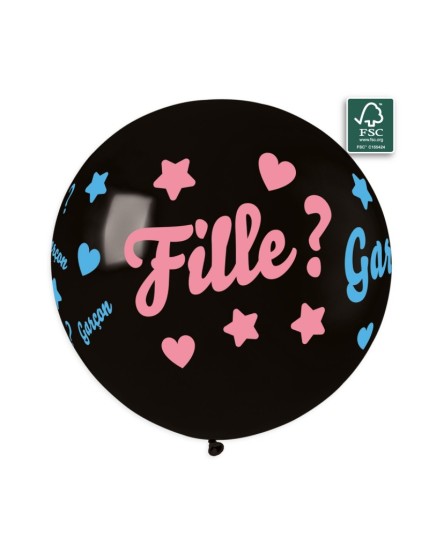 Sachet de 1 ballon imprimé + confetti + tube de papier Fille ou Garçon ? Faites La Fête Ballons & Arches