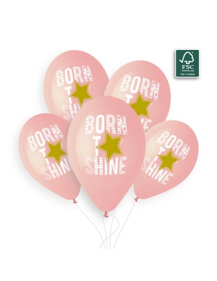 Sachet de 5 ballons anniversaire imprimé Born to shine Faites La Fête Ballons & Arches