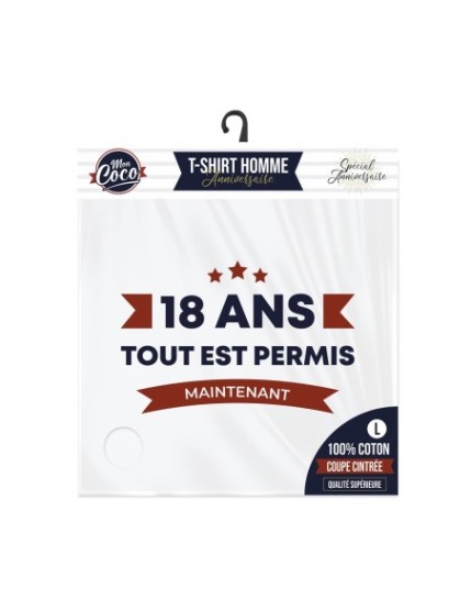 T Shirt 18Ans Tout Est Permis Taille L Faites La Fête T shirt