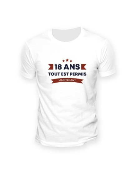 T Shirt 18Ans Tout Est Permis Taille L Faites La Fête T shirt