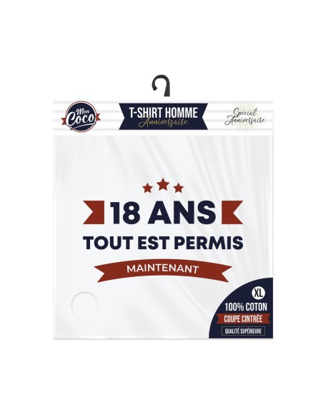 T Shirt 18Ans Tout Est Permis Taille Xl