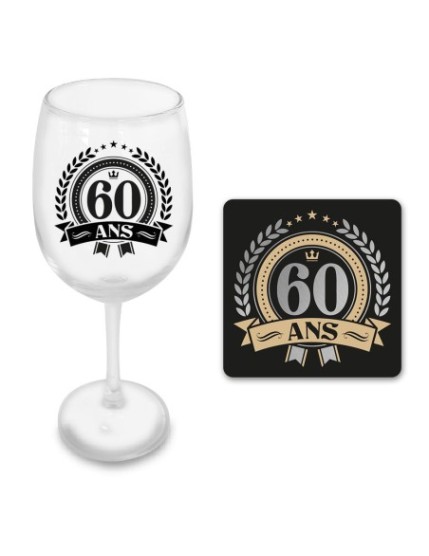 Coffret Verre A Vin 60 Ans Faites La Fête Objets humour