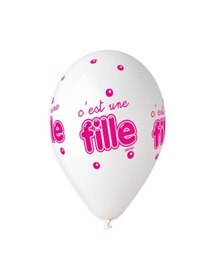 Sachet de 5 ballons anniversaire imprimé C\'est une fille Faites La Fête Ballons & Arches