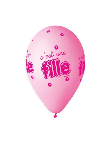 Sachet de 5 ballons anniversaire imprimé C\'est une fille Faites La Fête Ballons & Arches