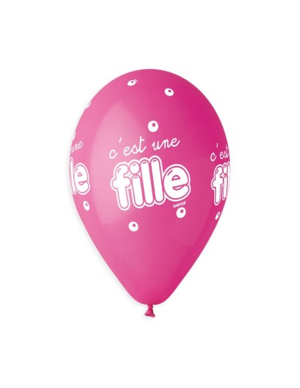Sachet de 5 ballons anniversaire imprimé C\'est une fille Faites La Fête Ballons & Arches